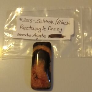 Geode Stone Agate Cell Phone Charm - Black and Salmon